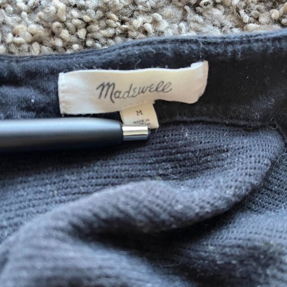 Black Madewell Lace Tied Sleeve Womens Medium Crop Top Festival Layering Blouse - Picture 2 of 5